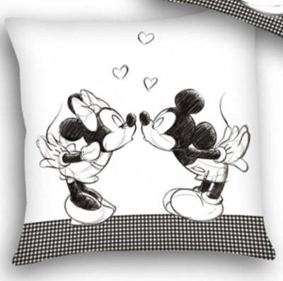 Polštářek Mickey a Minnie černobílá 40x40 cm