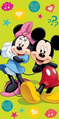 Plážová osuška Mickey a Minnie green 2015 75x150 cm