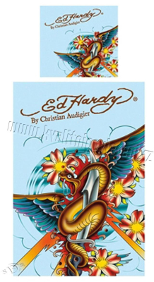 Ložní povlečení Ed Hardy Had modré 140x200 cm