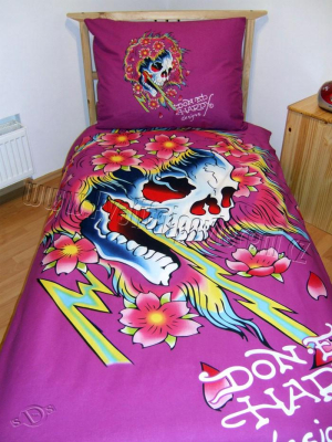 Povlečení Ed Hardy Duch fialové 140x200 cm